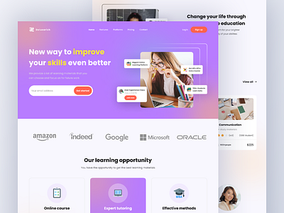 Landing Page - Online Courses class clean colorful course education elearning gradient home page landingpage learn learning lesson online class online school skills study studying ui design ux design web design