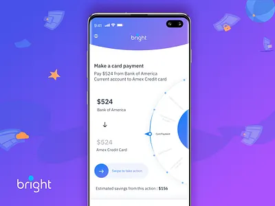 Mobile app #02 - Banking App account bank banking card credit design fund interaction money spin ui ux wheel