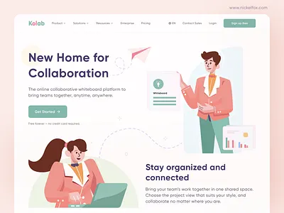 Kolab - Collaboration Website collaboration dashboard design home page illustration landing landing page logo product project management software strategy task management team work teams ui web web design website website design