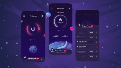 Mobile VPN Application graphic design ui