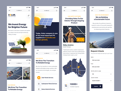 XOLAR Responsive View battery energy hydropower landing page manufacture mobile view panel responsive solar sun surya technology ui xolar