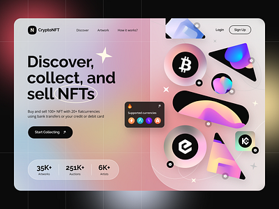 NFT Platform Concept binance bitcoin blockchain crypto cryptoart cryptocurrency ethereum gallery nft platform token ui ux web website