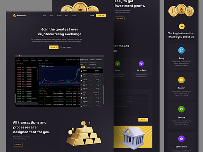 Boomcoin - Cryptocurrency exchange asset binance bitcoin blockchain clean coin crypto cryptocurrency dark design ethereum exchange investment landingpage trading usdt ux wallet web website