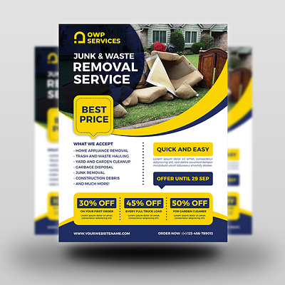 Junk Removal Services Flyer Template business corporate design flyer illustration leaflet poster