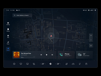 HMI for automobile - 01 auto mobile car dark hmi ui
