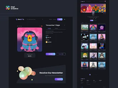 BeeNFTs - NFT Market Web Design bitcoin capi coin crypto design illustration nfts stock ui web design