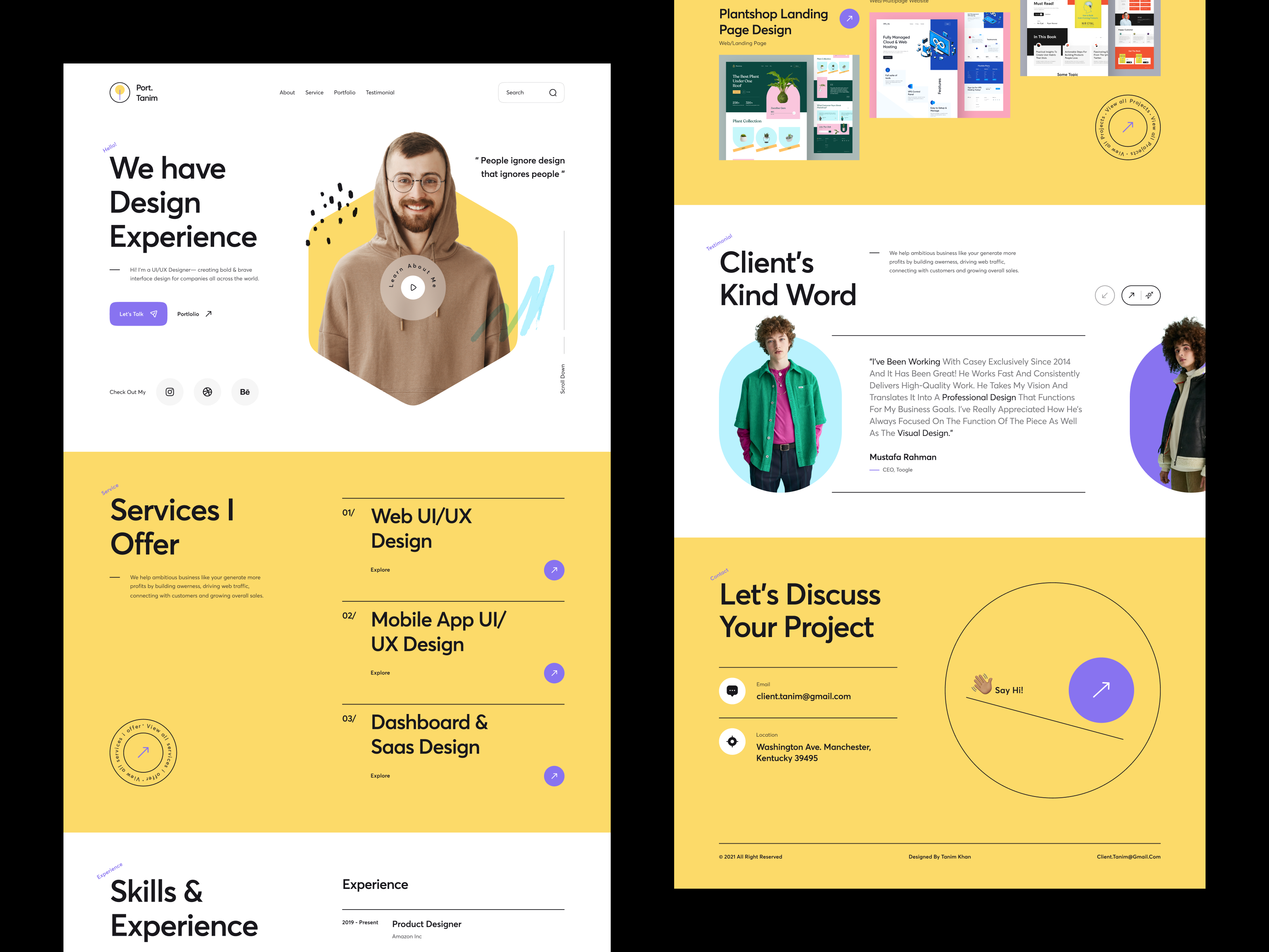 Personal Portfolio - Web Landing Page Design agency clean creative freelancer hero homepage landing page layout personal personal portfolio portfolio responsive tanim ui ui design user interface web web design website website theme
