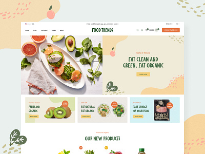 Demo Organic Food | Ecomm WooCommerce WordPress Theme branding creative design food healthy minimal modern organic food simple theme ui web webdesign woocommerce wordpress