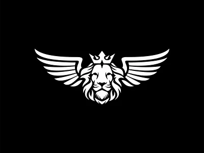 Lion With Wings Logo animal branding carnivore cat crown design elegant emblem feline icon illustration jungle king leo lion logo mark predator vector wings