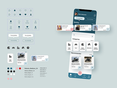 Renting_App_Main_Screen app cards design icons rent renting tab bar ui ui ux design variants
