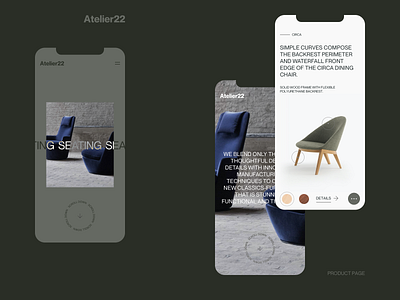 Atelier22 mobile branding design furniture mobile ui web design website