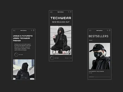 SHADXW E-COMMERCE ADAPTIVE adaptive black darkwear design ecommerce fashion futuristic mobile online shop online store shop shopping streatwear techwear ui uidesign ux uxui web website