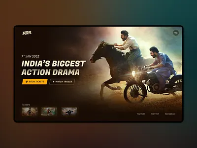 Movie Website Concept UI - RRR branding cinema movie movie website uidesign website