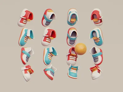 Shoes 3d animation blender cute design illustration isometric lowpoly shoes