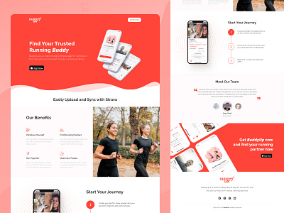 BuddyUp Landing Page Design design landingpage matchmaking app runner app ui uidesign uikit uiux userinterface ux webdesign