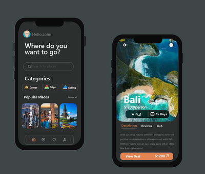 UI of Travel app graphic design ui