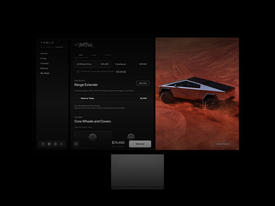 Tesla Cybertruck order page UI automotive cars design ui website