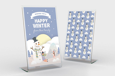 Winter / Christmas Greeting Card Template card card simple catalog christmas christmas card clean design graphic design illustration indesign magazine print printable printcard seamless season snow template winter xmas