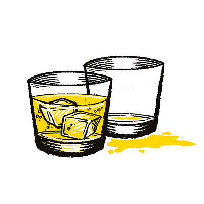 Long night, long drinks austria austrian illustrator cheers comic drink editorial editorial illustration home office illustration illustrator long drink monochrome on the rocks party pro procreate whiskey yellow