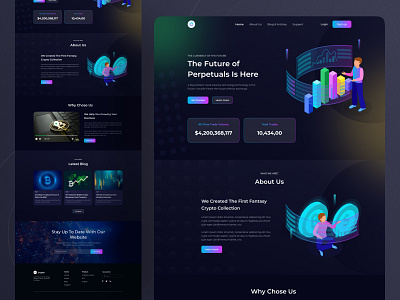 Cryptocurrency Landing Page asset binance bitcoin blockchain coin crypto cryptocurrency dark ethereum exchange investment landingpage modern modernstyle trading ui usdt ux wallet website