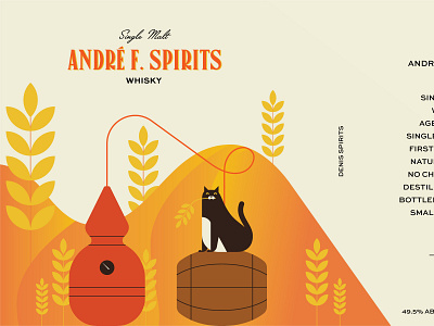 Whisky packaging barley barrel bottle cat design distillery graphic design illustration label packaging still whisky