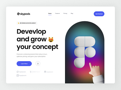 Skyponds - Developer web landing page. 3d developer developer web ui figma ui landing page landing page design ui ui design ux ux design web development web ui xd