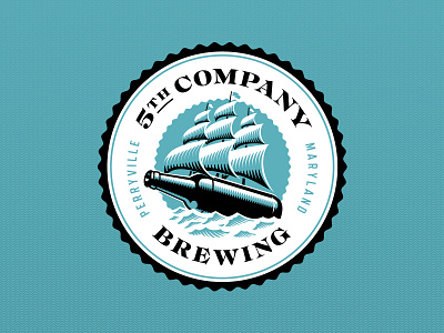 5th Company Brewing Co. badge beer branding brewery crest graphic design illustration logo nautical packaging ship