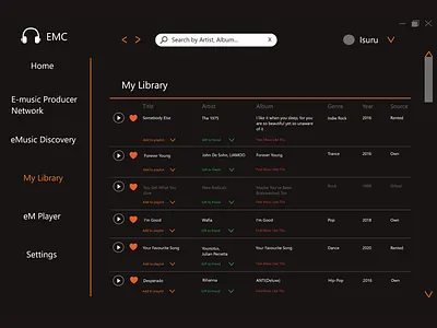 EMC Music App - My Library music music app web application
