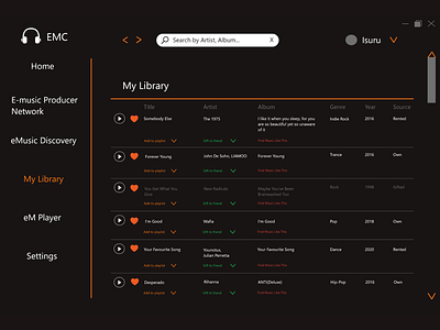 EMC Music App - My Library music music app web application