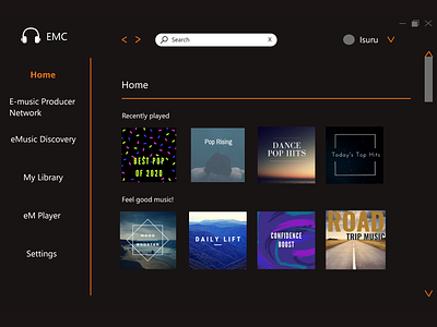 EMC Music App - Recently Played design music music app web application