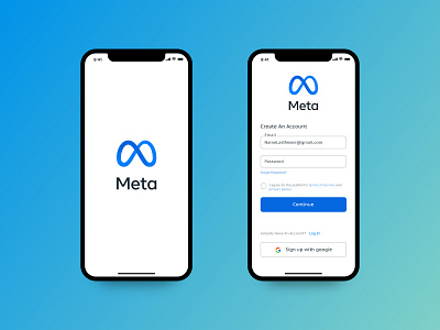 Meta. Connection is evolving and so are we. app appdesign design registration sign in sign up ui uidesign uiux ux