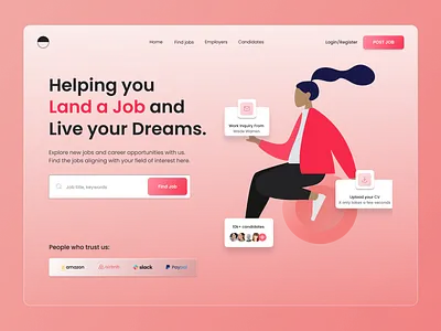 Third project- "Job Search Landing page." dailyui 003 ui