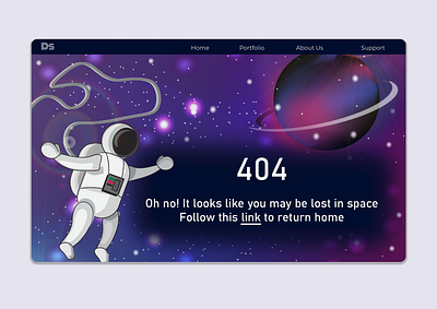 404 Error Page - Lost in Space design illustration ui