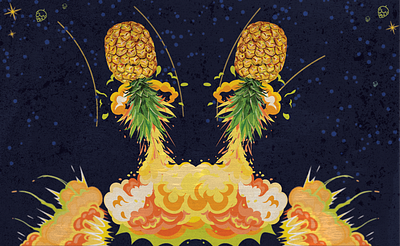 Retro Pineapple Explosion - Craft Beer Label Design beer art branding craft beer design explosion graphic design illustration illustrator logo nasa package design photoshop pineapple retro space vector