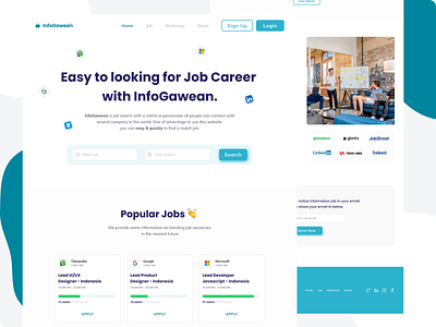 InfoGawean Lur Website Version apply branding career company company profile design employee indonesia job jobportal jobseeker landingpage linkedin profession technology testcase ui uiux webdesign website