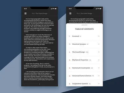 E-Reader design mobile typography ui ux