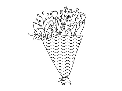 Doodle bouquet animation bouquet children illustration coloring colouring doodle flat flowers icon illustration illustrator line minimal monochrome nature page postcard romance stickers vector