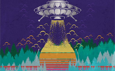 Kinetic Kush - Craft Beer Label Design 70s abducted alien beer art branding craft beer design graphic design illustration kush logo orange package design photoshop purple retro space spaceship vector weed