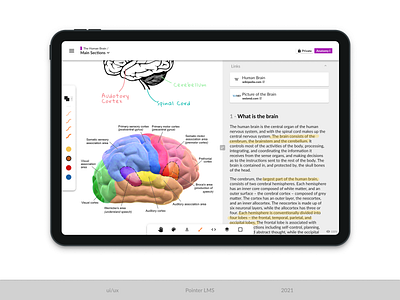 Pointer LMS - Mockup (tablet) ipad lms notes notetaking pointer tablet ui uiux ux