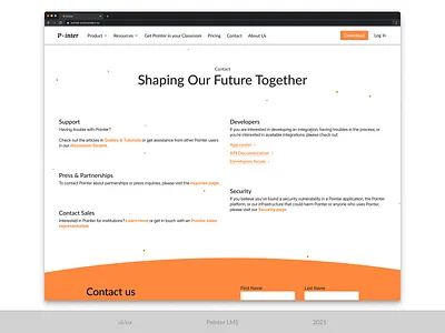 Pointer LMS - Contact us Page contact us lms notes notetaking pointer ui ui design ux ux design web design
