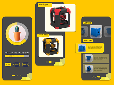 3Bee 3D Printer Control App android control panel figma graphic design ios mobile application ui user experience user interface uxui design