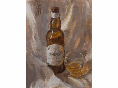 Cold white (Acrylic) acrylic beer fineart glass illustration impressionist nature morte painting realism still life still life painting