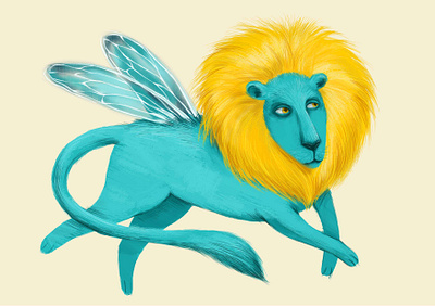 My honey lion animals cliparts digi digital editorial illustration lion