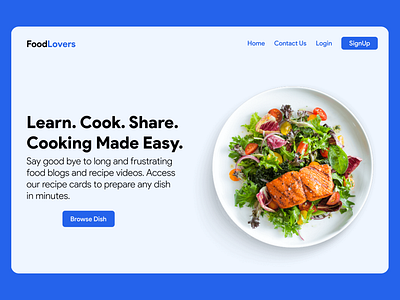 Food Lovers Landing Page art branding cantina design food food recipe illustration landing page logo recipes restaurant restaurant landing page typography ui ux web design