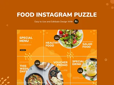 Food Instagram Puzzle design feed food graphic design instagram instagram food instagramfeed photoshop template