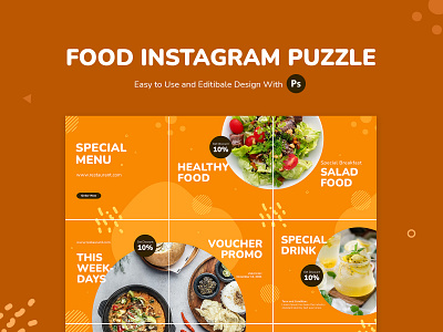 Food Instagram Puzzle design feed food graphic design instagram instagram food instagramfeed photoshop template