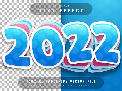 2022 cartoon text effect cloud