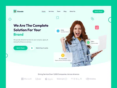Azuaa - Agency Website Header agency agency website business agency company digital agency digital marketing header hero section homepage landing page marketing minimal ui seo startup ui ui design ui ux web web design website