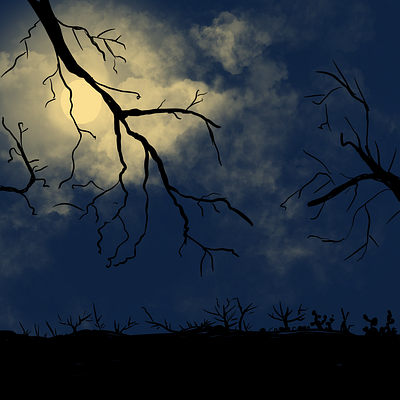 Spooky night illustration night procreate sketch