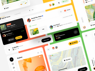 NFT Marketplace - Components #1 app design appui art clean component clean design color crypto design eth etherium minimal mobile nft nft component top trend trend color ui ui design